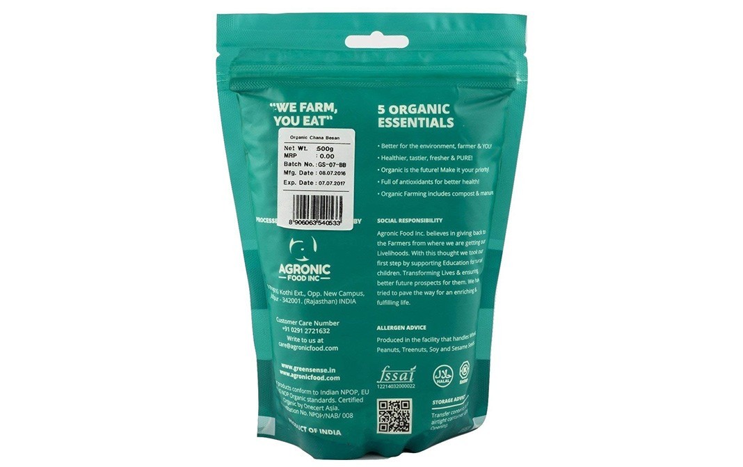 Green Sense Organic Bengal Gram Flour   Pack  500 grams